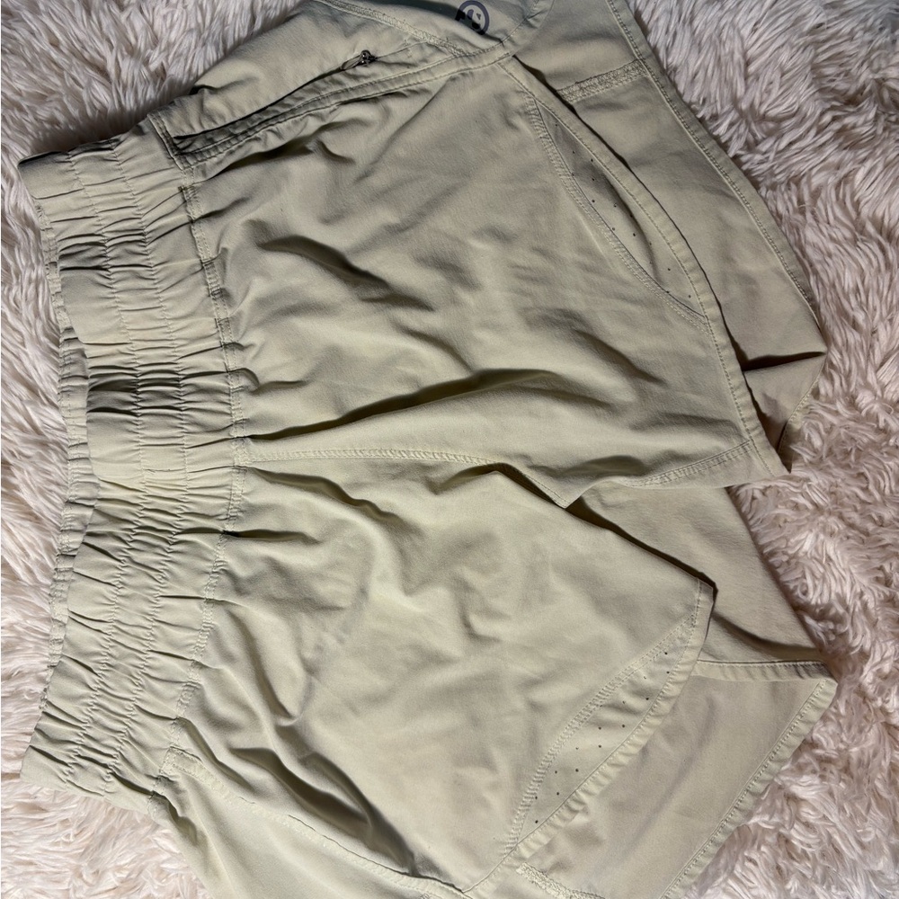 Beige Elastic Waist Shorts